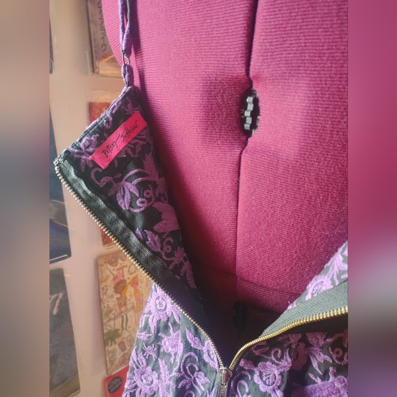 Betsey Johnson Purple Embroidered Insect Pencil Dress y2k S - Picture 4 of 5